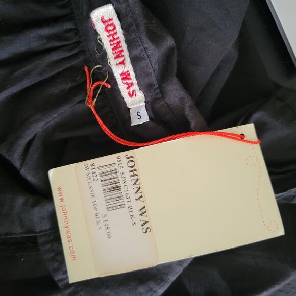 NEW Johnny Was Melanie Blouse Black Popover Sheer Cotton Women Small - Picture 10 of 12